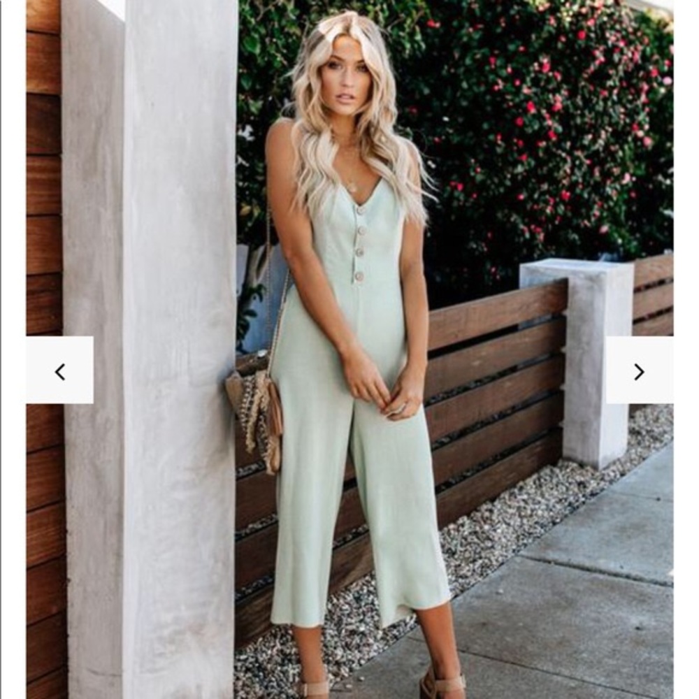 Meadow Tie Back Jumpsuit - Mint - VICI